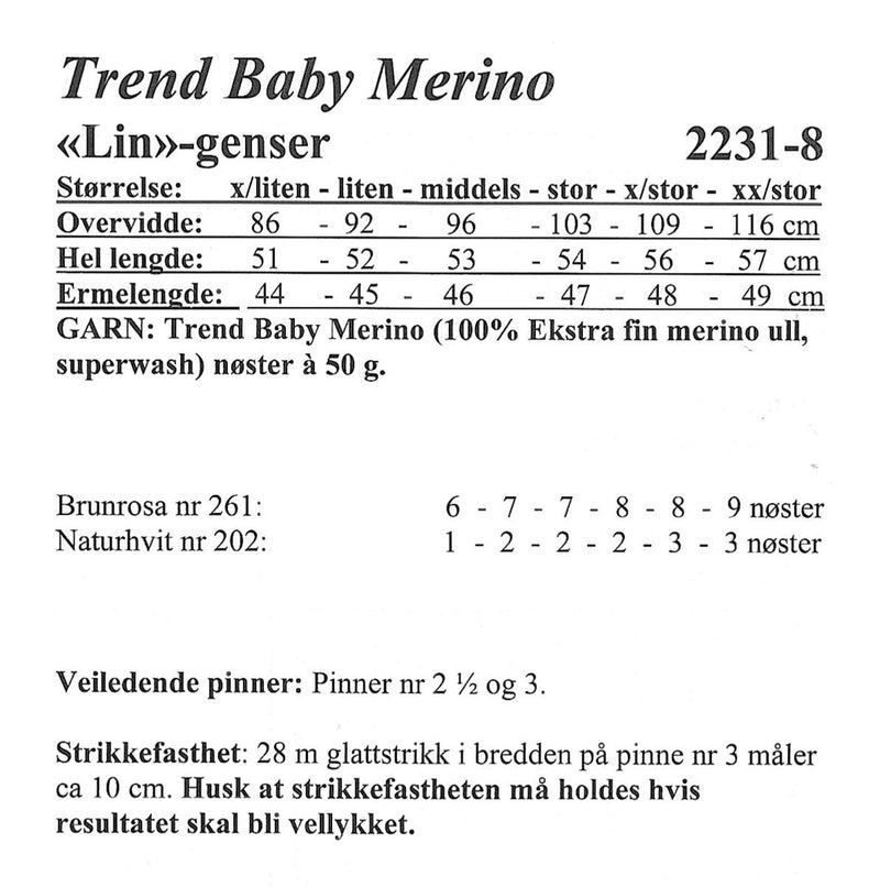 Viking opskrift hæfte 2231 - Dame Baby Merino