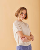 Permin opskrift 891154 - T-shirt med sadelskulder og hulmønster