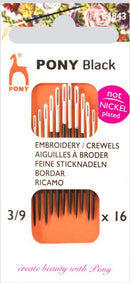 Broderinåle m/spids - Pony black nåle no. 3-9 - Fabriksinformation: Villy Jensen, Axel Kiers Vej 18F, 8270 Højbjerg - villyjensen@villyjensen.dk