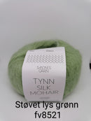Støvet lys grøn Tynn Silk Mohair