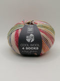 Cool Wool 4 Socks - Vindrød-grøn-gul