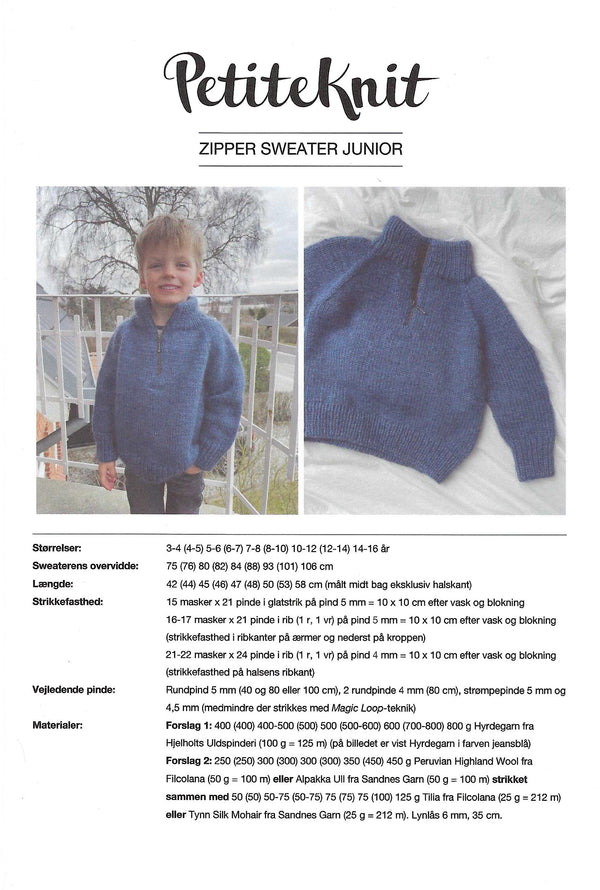 Zipper Sweater Junior - PetiteKnit opskrift