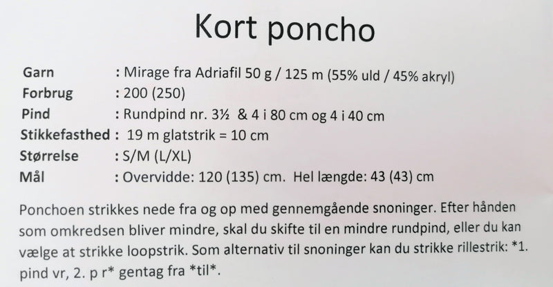 Kit kort poncho  - Adriafil Mirage