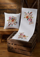 Bordløber og pude med blomster