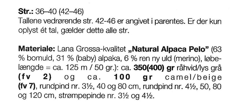 Lana Grossa opskrift - Natural Alpaca Pelo - Bluse med lange ærmer