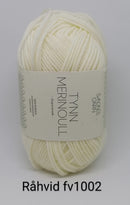 Råhvid Tynn Merinould