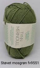 Støvet Mosgrøn Tynn Merinould